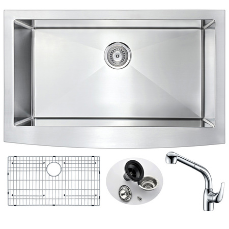 ANZZI Elysian Farmhouse 36" Kitchen Sink with Polished Chrome Harbour Faucet KAZ3620-040